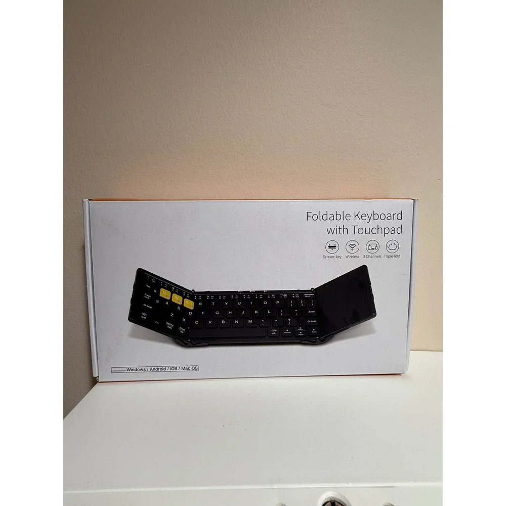 Artixly Foldable Bluetooth Keyboard with Touchpad Triple-Fold Wireless Black